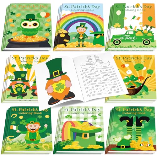 Faccito 24 Stück St. Patrick's Day Mini Malbücher für Mädchen Jungen Irland Malbücher Set Irische Mini Malhefte kleine Ausmalbücher für DIY Kunst St. Patrick's Day Party Klassenzimmer Beschäftigung von Faccito