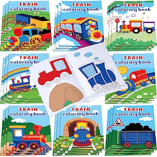 24 Stück Zug Malbücher für Kinder Mini Ausmalbücher Party Mitgebsel Eisenbahn Mini Kritzelbücher für DIY Kunst Mini Malhefte zum Ausmalen Partytüten Füllung für Party Spiele von Faccito