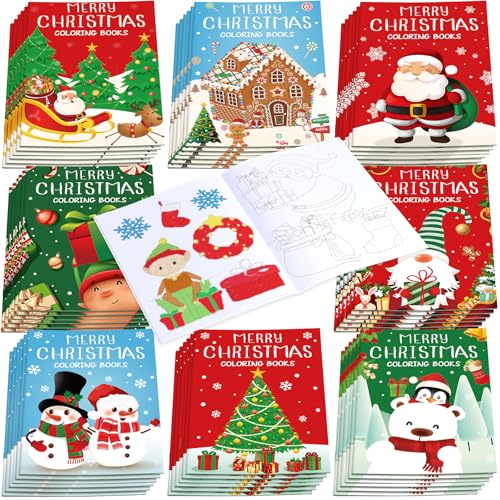 Faccito Malbücher Kinder Party Mitgebsel 48 Stück Weihnachten Mini Ausmalbücher DIY Kunst Malbücher Set für Strumpf Süßigkeiten Tüten Füllung Feiertag Party Geschenk Schule (48 Stück) von Faccito