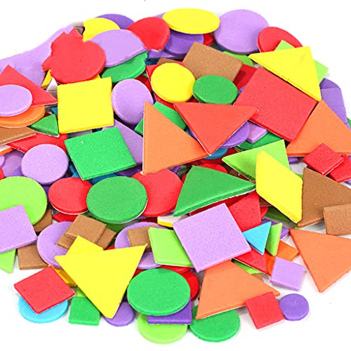 FackLOxc 1-3 cm 150pcs/Bag Geometrische Kindergarten Selbstkleber Aufkleber Eva Schwamm Muster Farbaufkleber von FackLOxc