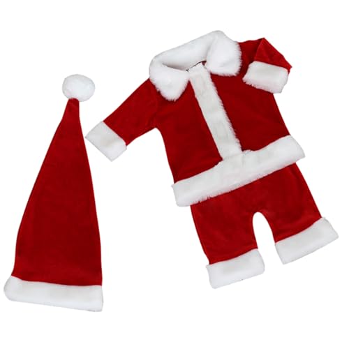 FackLOxc 3-teiliges Weihnachtsmann Kostüm Requisiten Set Für Babys Jungen Und Mädchen Langärmelig Weihnachtsmantel Mit Hosen Und Mütze Für Urlaubs Fotoshootings von FackLOxc