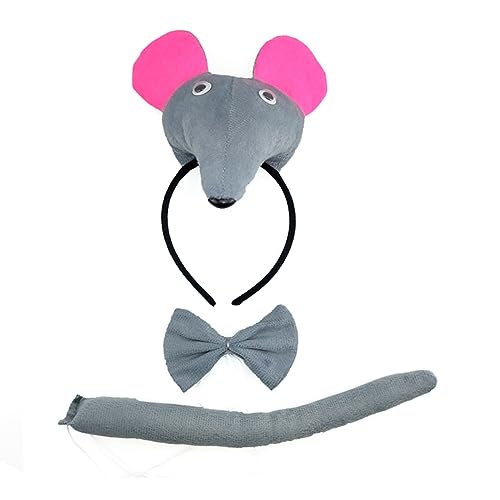 FackLOxc Cosplay Partei Kostüm 3D Maus Kopfschmuck Bowtie Erwachsene Roleplay Kostüm Zubehör Party Requisiten Kinder Bühne Kleidung von FackLOxc