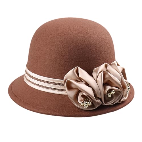 FackLOxc Fedoras Für Erwachsene Frauen Bowler Wolle Kirche Cloche Cosplay Kostüm 20S Flapper Dome von FackLOxc