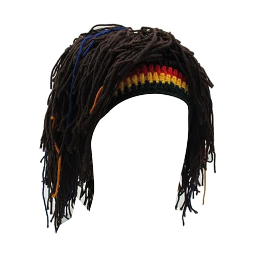 FackLOxc Haare Stil Rastas Perücken Bart Halloween Caps Handgemachte Häkelmütze Warme Wintermütze Lustige Mütze Mit Dreadlocks von FackLOxc