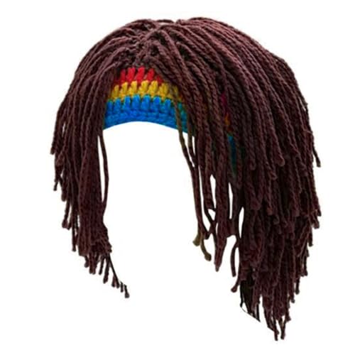 FackLOxc Haare Stil Rastas Perücken Bart Halloween Caps Handgemachte Häkelmütze Warme Wintermütze Lustige Mütze Mit Dreadlocks von FackLOxc