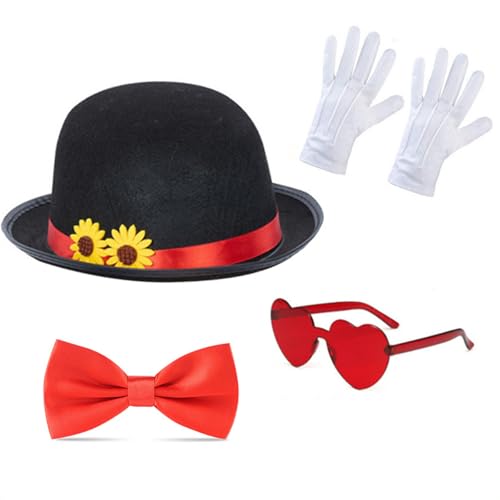 FackLOxc Halloween Zauberer Cosplay Kostüm Kappen Bowtie Lasses Für Erwachsene Magische Show Kostüm Zauberer Outfit Party Zubehör von FackLOxc