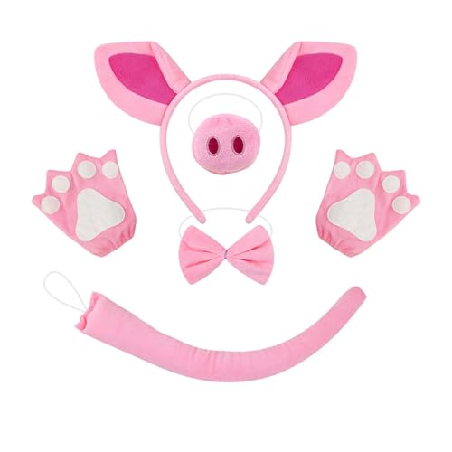 FackLOxc Piggy Tail Kostüm mit Schweine-Nase, Stirnband, Handschuh, Rock und Fliege, Halloween-Kostüm für Kinder, Jungen, Mädchen, Halloween von FackLOxc