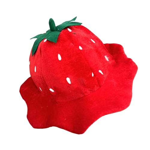 FackLOxc Plüsch Erdbeere Obst Hut Kopfbedeckung für Themenpartys Foto Requisiten Karneval Cosplay Halloween Erdbeere Cosplay von FackLOxc