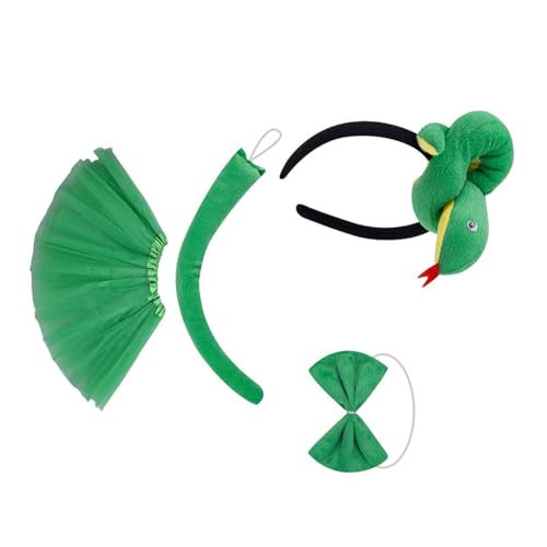 FackLOxc Schlangen-Rollenspiel-Kostüm-Set mit Stirnband, Schwanz, Fliege, Rock für Kinder, Cosplay, Halloween, Tier-Outfit, Zubehör FackLOxc Schlangen-Rollenspiel-Kostüm-Set mit Stirnband, Schwanz, Fliege, Rock für Kinder, Cosplay, Halloween, Tier-Outfit, Zubehör von FackLOxc