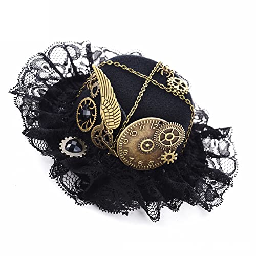 FackLOxc Schwarze Steampunk Zylinder Mütze Für Kopfbedeckung Haarspange Winzige Bowler Haar Accessoires Überraschungsgeschenk Für Valentinstag von FackLOxc