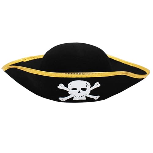 FackLOxc Tricorn Hüte Halloween Kostümzubehör Für Maskerade Partydekorationen Elegante Schwarze Kleiderthema Party Pirate von FackLOxc