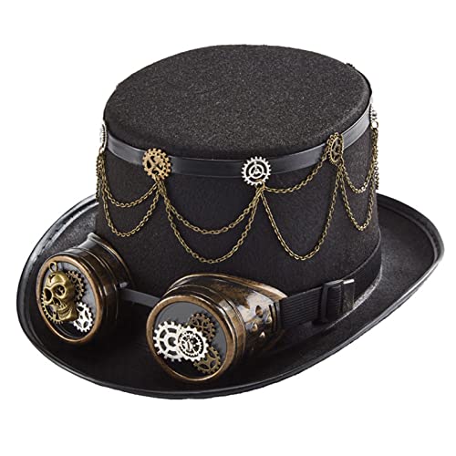 FackLOxc Viktorianische Punk Schädel Brille Gothic Leder Seil Zahnrad Kette Zylinder Steampunk Halloween Für Requisite von FackLOxc