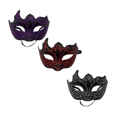 Factorys 3 Stück Damen Maskerade Maske Venezianische Masken, Frauen Venezianische Maske, Maskerade Maske, Cosplay Mardi Gras Maske, Karneval Augenmaske für Halloween, Karneval, Party Kostüm von Factorys