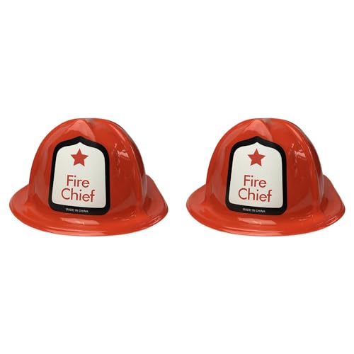 Factorys Feuerwehrhelm Kinder Jugendliche Feuerwehrmann-Hut aus PVC, Roter Feuerwehrhelm Feuerwehrmann-Kostüm Halloween Karneval Kopfbedeckung für Kinder (2 Stück) von Factorys