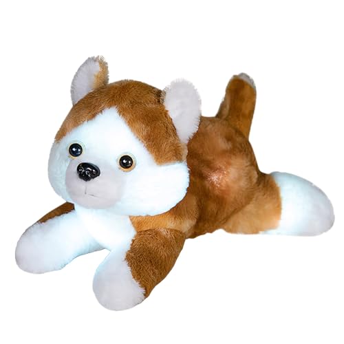 Factorys Kinder Kuschelweiches Plüschtier - Glänzend Husky Stofftier Hund Plüschtier Welpe Tier Weiches Spielzeug für Kinder Jungen oder Mädchen (Gelb A) von Factorys