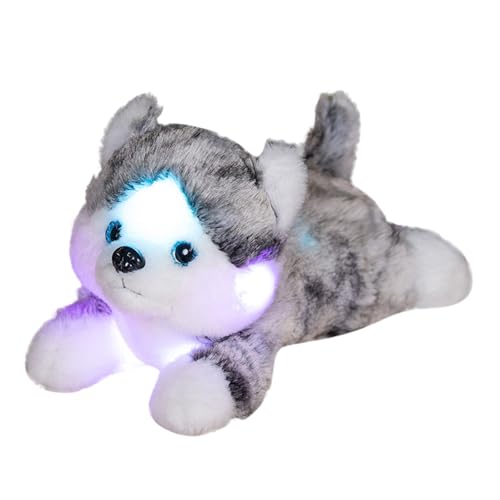 Factorys Kinder Kuschelweiches Plüschtier - Glänzend Husky Stofftier Hund Plüschtier Welpe Tier Weiches Spielzeug für Kinder Jungen oder Mädchen (Grau A) von Factorys