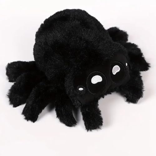 Factorys Kinder Kuschelweiches Plüschtier - Spinnenplüschpuppe süße Spinne mit großen Augen gefülltes Plüschtier für Kinder Geburtstage und besondere Anlässe (Schwarz) von Factorys