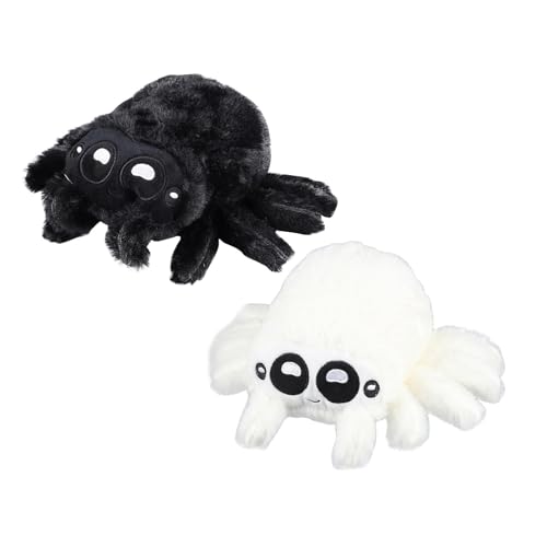 Factorys Kinder Kuschelweiches Plüschtier - Spinnenplüschpuppe süße Spinne mit großen Augen gefülltes Plüschtier für Kinder Geburtstage und besondere Anlässe (X: Schwarz+Weiß) von Factorys