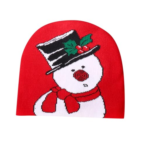 Factorys Plüsch Weihnachtsmützen Winter Warme Weich Winddichte Mütze Kälteschutz Skimütze Beanie Wintermützen Santa Jacquard Strickmütze für Unisex Kinder Erwachsene von Factorys