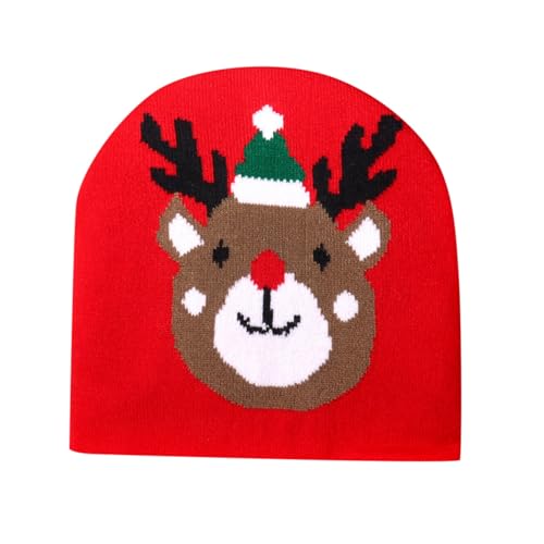 Factorys Plüsch Weihnachtsmützen Winter Warme Weich Winddichte Mütze Kälteschutz Skimütze Beanie Wintermützen Santa Jacquard Strickmütze für Unisex Kinder Erwachsene von Factorys