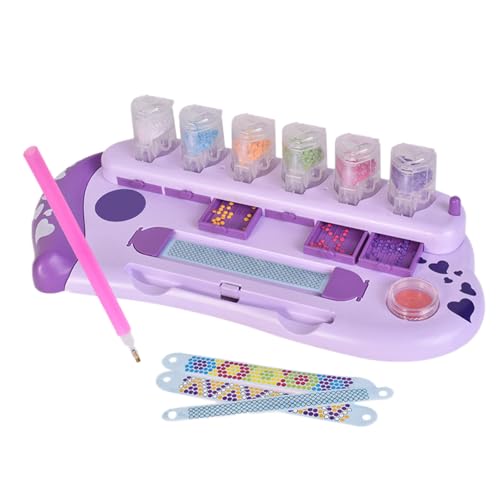 Factorys Toy Kunstarmband-Set für Kinder, Haarschmuckstift, Armbänder, Freundschaftsarmband-Bastelset für Mädchen, DIY, mehrfarbige Schmucksteine, Kunsthandwerk, Aktivität, (Purple, 29.5x14x7cm) von Factorys