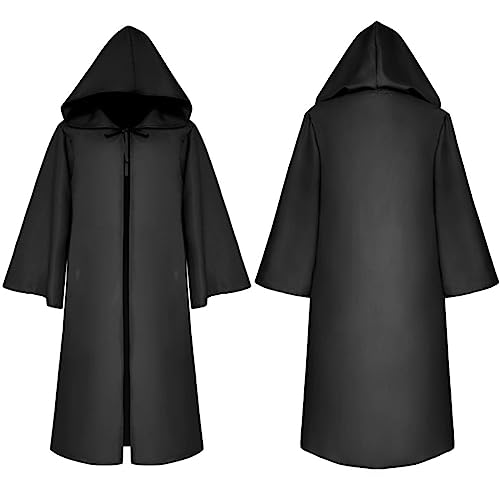 Factorys Vampir Umhang mit Kapuze Erwachsene, Lange Robe Cape Herren Damen Hoodies Robe, Mantel für Halloween Weihnachten Karneval Kostüm von Factorys