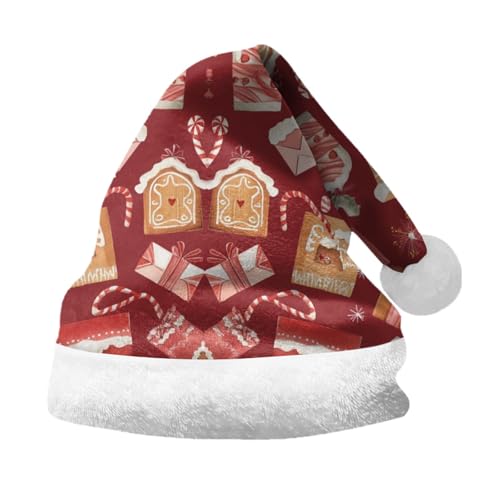 Factorys Weihnachtsmütze, Kuschelweich Plüsch Weihnachtsmützen Santa Mütze Nikolaus Warm Dicker Fellrand Weihnachtsmann mütze für Kinder Erwachsene, Weihnachtsfeierdekora von Factorys