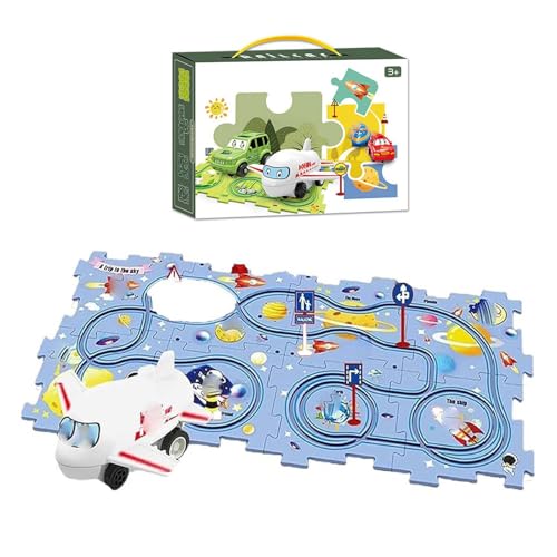 Puzzle Track Spielzeug mit Flugzeug Schienenfahrzeug für Kinder ab 3 Jahren, Puzzlebahn Spielzeug Kleinkinder Puzzle Schiene Auto Spielzeug für Kinder (Flugzeug) von Factorys