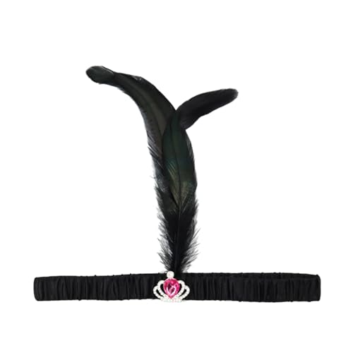 Vintage Haarbänder Schwarze Feder Kopfschmuck, 1920s Damen Feder Stirnband, 20er Jahre Feder Haarband, Feder Flapper Stirnband Karneval Fasching Kostüm Accessoires von Factorys