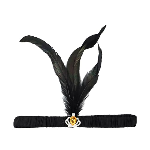 Vintage Haarbänder Schwarze Feder Kopfschmuck, 1920s Damen Feder Stirnband, 20er Jahre Feder Haarband, Feder Flapper Stirnband Karneval Fasching Kostüm Accessoires von Factorys