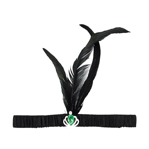 Vintage Haarbänder Schwarze Feder Kopfschmuck, 1920s Damen Feder Stirnband, 20er Jahre Feder Haarband, Feder Flapper Stirnband Karneval Fasching Kostüm Accessoires von Factorys