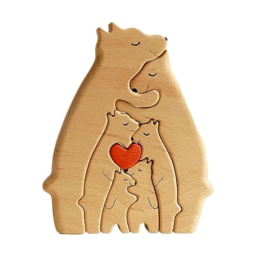 Bärenfamilie Holzkunst,Bärenfamilien-Puzzles Holzpuzzle Holzspielzeug Für Kinder, Steckpuzzle Holz Für Jungen Und Mädchen von Facynde