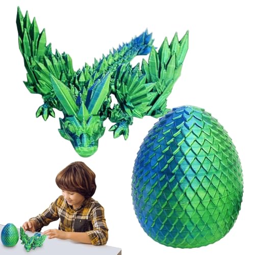 Drachenei-Fidget-Spielzeug, Kristalldrache mit Drachenei - Crystal Dragon Toys 3D-Druck, realistisches Design,Artikulierter Drache als Heimdekoration, kreatives Zappelspielzeug zum Stressabbau zum Geb von Facynde