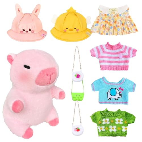 Facynde Capybara Plüsch, Capybara Stofftier | 9-Zoll-ultraweiche Anziehpuppen | Realistische Tierplüschtiere, Kinderplüschpuppenspielzeug mit Kleidung und Accessoires für Mädchen und von Facynde