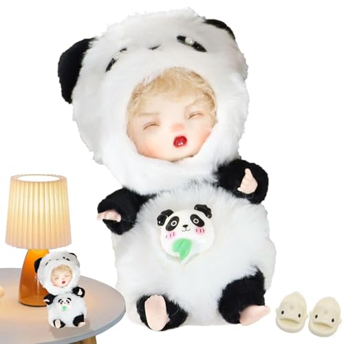 Facynde Stoffpuppe, Plüschpuppe für Kinder,Pädagogische Kleinkindpuppe - Wiedergeborenes Puppenspielzeug, kleine Puppe mit Abnehmbarer Panda-Kleidung, echte Puppen für Kinder von Facynde