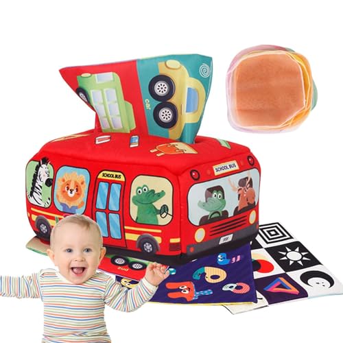 Facynde Taschentuchspielzeug für Babys,Montessori-Taschentuchbox-Spielzeug - Weiches -Taschentuchbox-Spielzeug,Kontrastreiches Spielzeug mit Knisterpapier, Taschentuchbox für Babys, Spielzeug für fr von Facynde