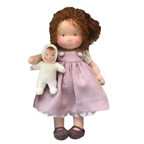 Handgemachte Stoffpuppe Mädchen,Weiche Stoffpuppe Stoffpuppe Babypuppe Püppchen Mit Haar Baby Kinder Mädchen Deko Weiche Baby Puppe Doll Kuschelpuppe Taufgeschenk Plüschtier von Facynde