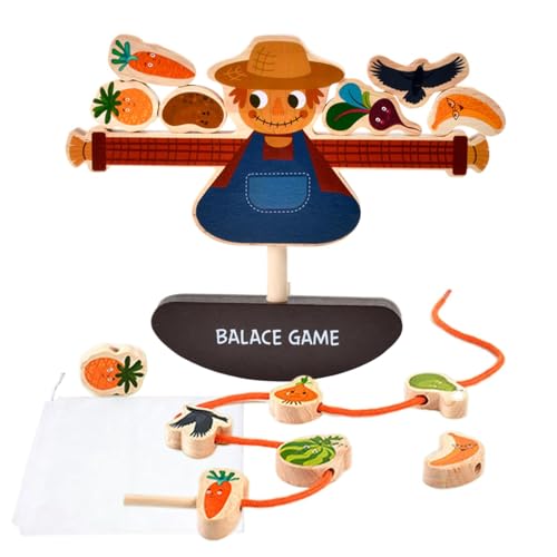 Holz-Balance-Bausteine, Balance-Blöcke, Spielzeug für Kinder - Holzbausteine Frühes Lernspielzeug - Vogelscheuche, Gleichgewichtsspiel, Brettspiel, Holzspielzeug für frühes Lernen für Familie, von Facynde