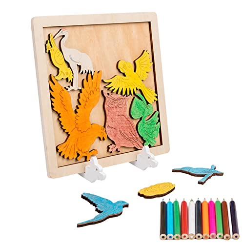 Holz-Rätsel, Holz-Puzzle-Brett,Tierpädagogische Spielzeugpuzzles für Kinder - Lustige Rätsel für Kleinkinder, Lernrätsel für Kinder mit Malstift für Jungen und Mädchen von Facynde
