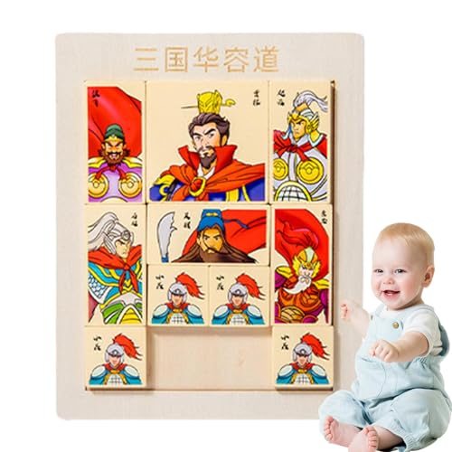 Schiebe-Zahlenrätsel für Kinder, Schiebe-Puzzle-Brettspiel - Denksport-Rätsel aus Holz | Chinesisches historisches Figuren-Design, Handgeschwindigkeits-Trainingspuzzle für Reisespielzeug von Facynde