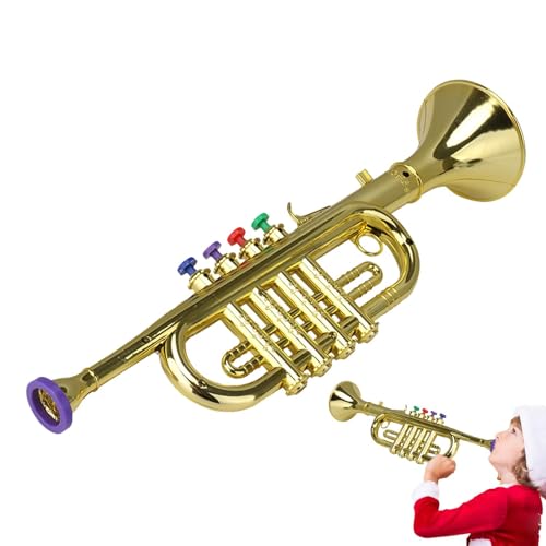 Trompetenspielzeug, Spielzeugtrompete für Kinder - Vorschulmusik inspiriert Spielzeug für Kinder - Leichte Simulations-Requisiteninstrumente mit Vierklanghorn für Kinder von Facynde