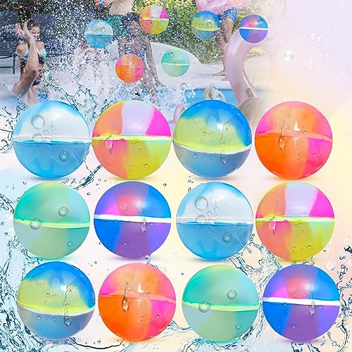 Wiederverwendbare Wasserbomben Selbstschließend, Wiederverwendbar magnet Wasserbomben Set Splash Bälle, Einfaches und schnelles Befüllen Geeignet für Kinder Erwachsene Strand Poolparty (12 Stück) von Fadaat