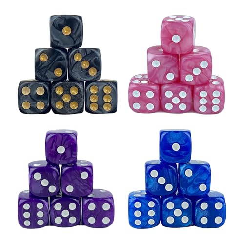 20 Stück Polyedrische Würfel Set, 16mm Acryl Dice Sechsseitige Spielwürfel Runder Winkel, Farbwürfel Würfel Brettspiel Zubehör in 4 Farben für DND RPG MTG Tischspiele Würfelspiele Rollenspiele von Fadbudss