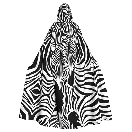 Abstraktes Tier-Zebra-Umhang, Unisex, mit Kapuze, Halloween-Umhang, Cosplay, Halloween, Weihnachten, Kostüme, für Erwachsene von Faduni