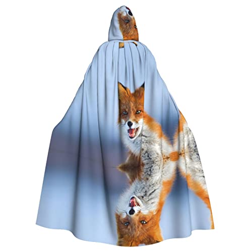 Faduni Fox bedruckter Unisex-Umhang für Weihnachten, Halloween, Hexenparty, mit Kapuze, Vampir, Umhang von Faduni