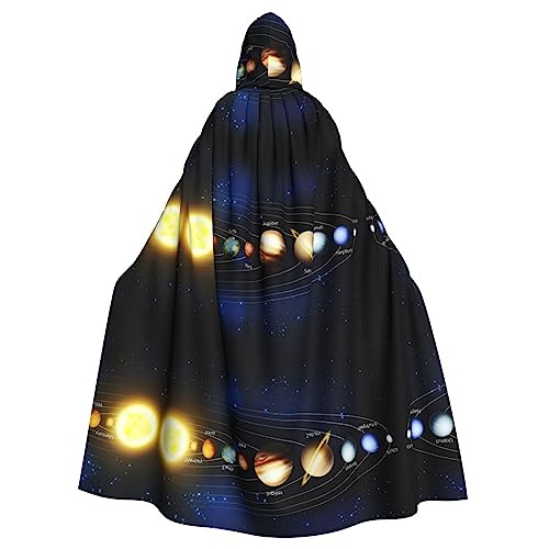 Faduni Umhang mit Kapuze, Motiv: Exploring The Solar System, Unisex, Weihnachten, Halloween, Hexenparty, mit Kapuze, Vampir, Umhang von Faduni