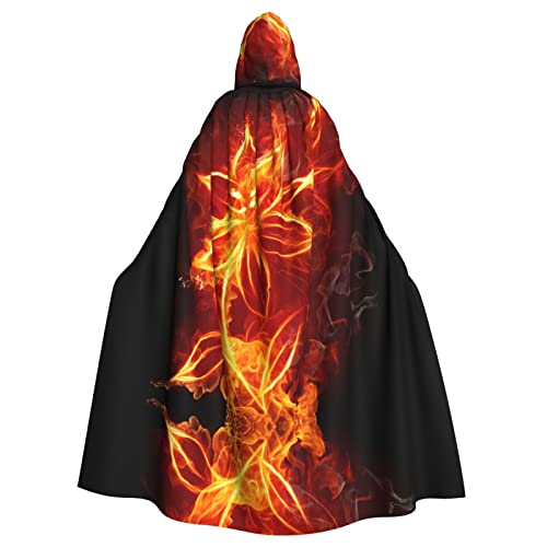 Flaming Fire Flowers Unisex Hooded Halloween Cloak Cosplay Halloween Christmas Fancy Dress Costumes For Adults von Faduni