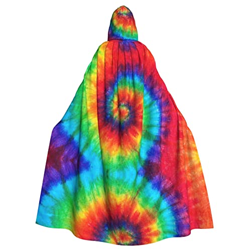 Tie Dye Regenbogen Unisex Kapuze Halloween Umhang Cosplay Halloween Weihnachten Verkleidung Kostüme für Erwachsene von Faduni