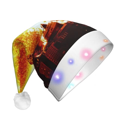 Vulkan-Weihnachtsmannmütze, LED-Weihnachtsmütze für Erwachsene, Weihnachtsmütze für Heiligabend, Geschenk, Neujahr, Festtage, Partyzubehör von Faduni