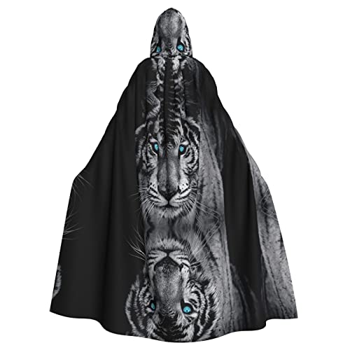 Weißer Tiger Unisex Halloween Umhang mit Kapuze Cosplay Halloween Weihnachten Kostüm für Erwachsene von Faduni